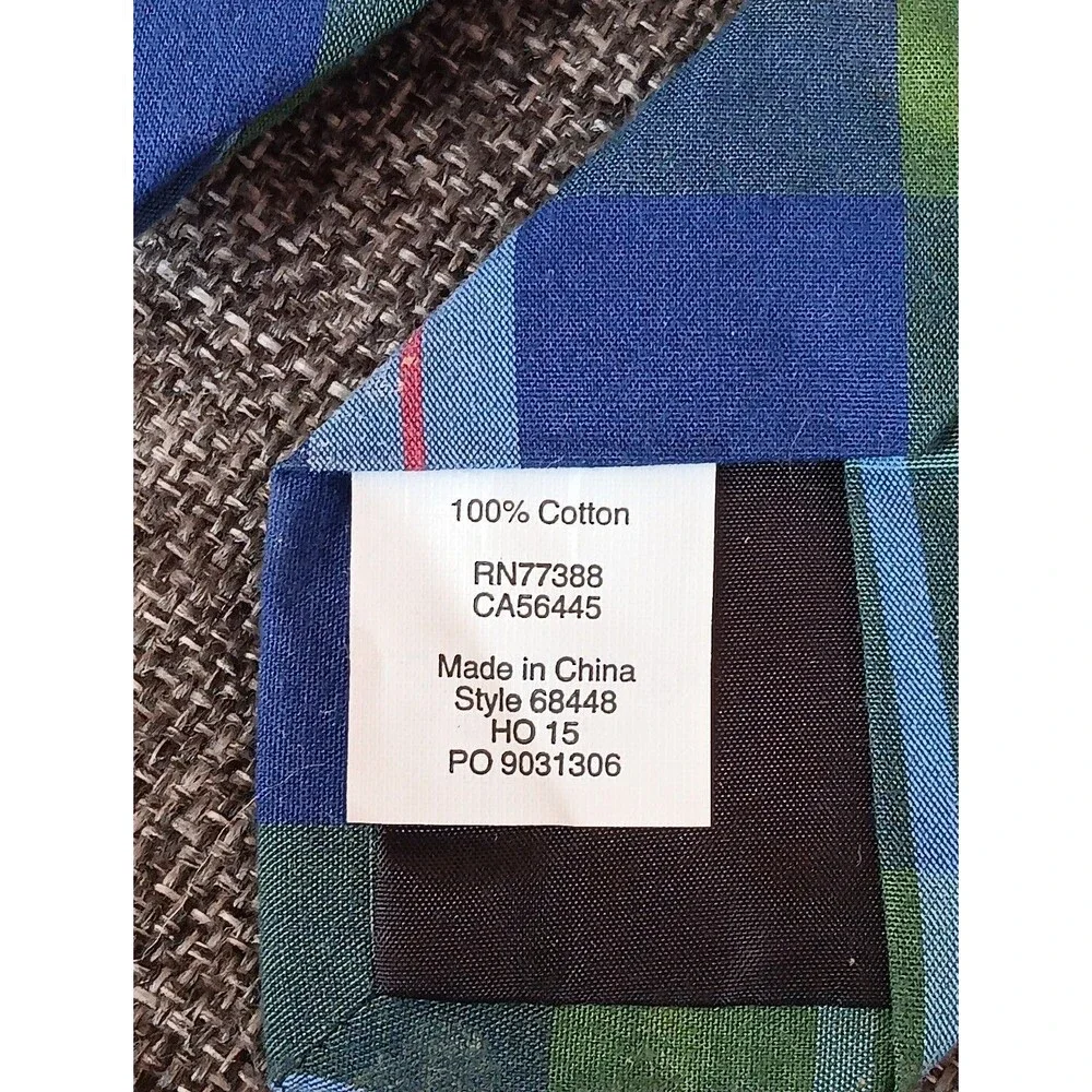 Tie 70s 80s 90s Y2K Youth Crewcuts Cotton Blue Green Plaid  2.5 Wide 52 Long
